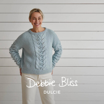 Lace with Bobble Sweater - Knitting Pattern For Women in Debbie Bliss Dulcie by Debbie Bliss