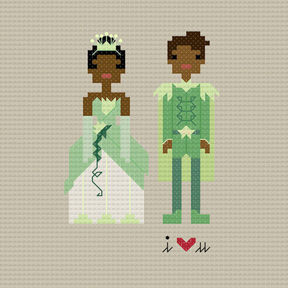 Tiana and Naveen In Love Ball Gown - PDF Cross Stitch Pattern