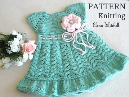 Knitting PATTERN Baby Dress Baptism Knitted Baby Cardigan