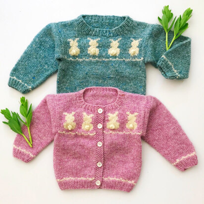 Yankee Knitter Designs 11 Child's Bunny Sweater Pullover or Cardigan