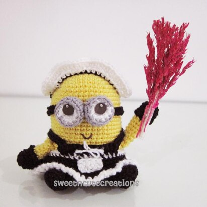 Amigurumi Frenchie the 2 eyed Minion in a French Maid Outfit