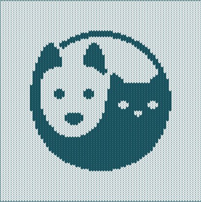 Yin Yang Cat and Dog Chart for hand & machine knitting