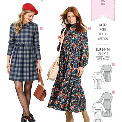 Burda Style Misses' Dresses Short or Midi Length with Tiered Skirt B6265 - Paper Pattern, Size 8-18