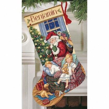 Permin Elf & Christmas Tree Stocking Cross Stitch Kit - 36cm x 58cm