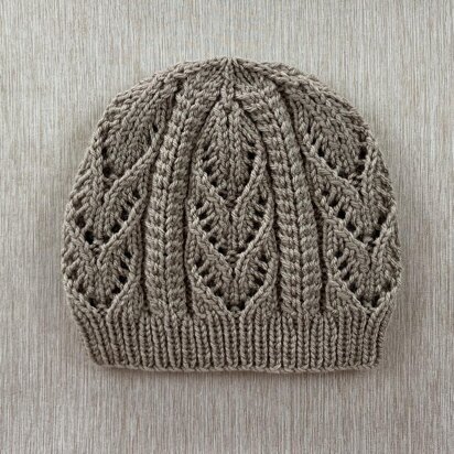 Hat with Cables and Lacy Leaves