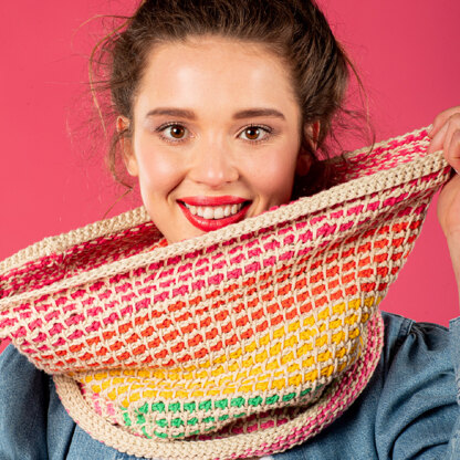 On The Tiles Cowl - Free Cowl Crochet Pattern For Women in Paintbox Yarns Cotton DK by Paintbox Yarns