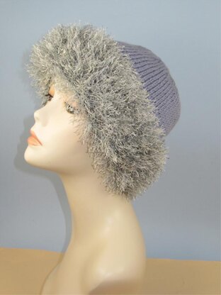 Faux Fun Fur Trim Beanie Hat