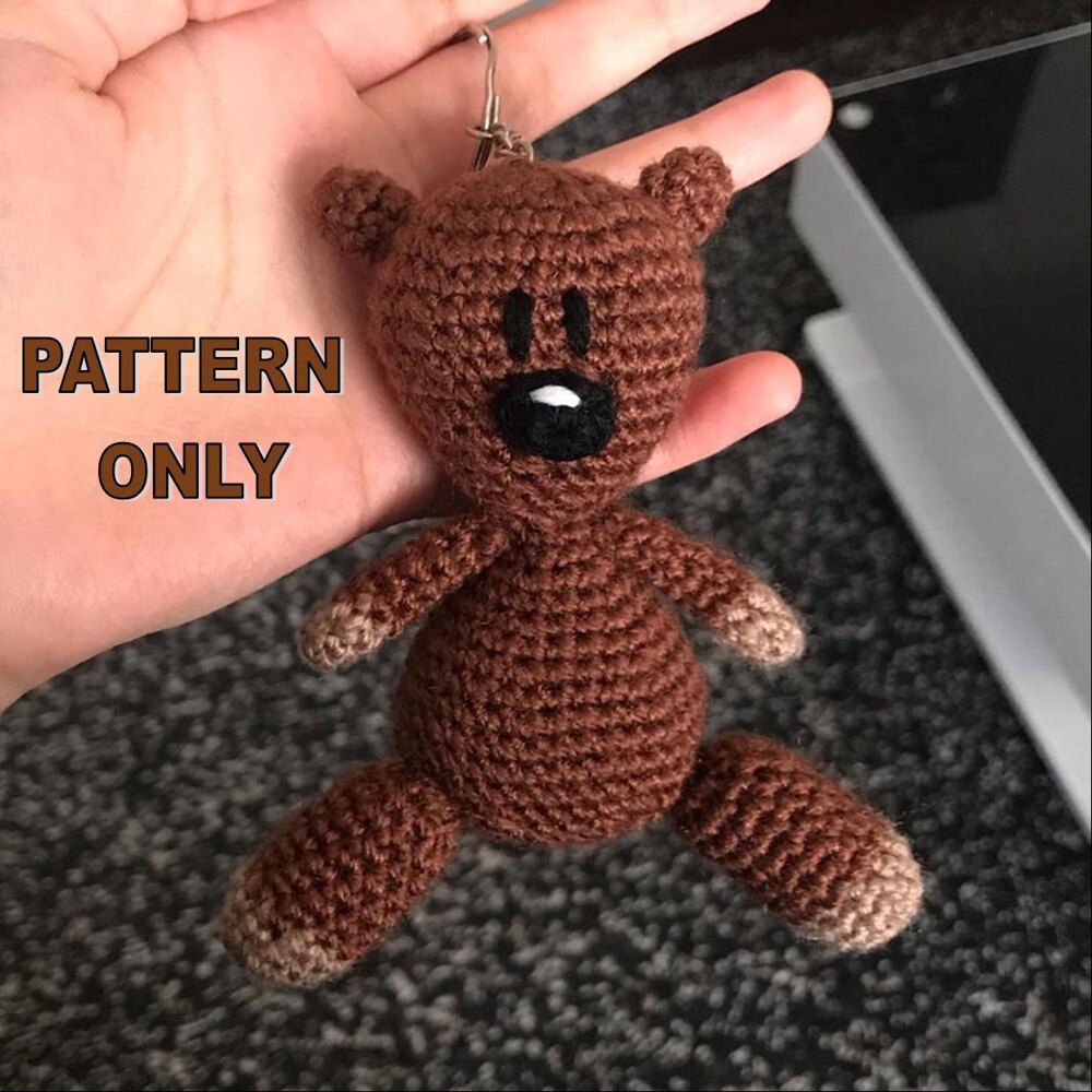 PATTERN - Mini Mr Bean Teddy Keychain Crochet pattern by Talia