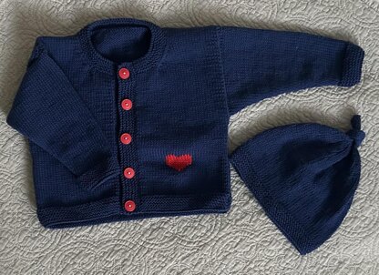 Geneva, Cardigan, Rompers, Bonnet and Hat