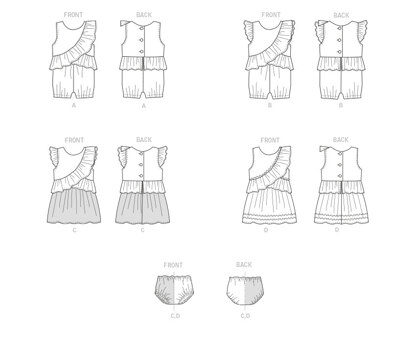 Butterick Infants' Romper, Dress and Panties B6904 - Paper Pattern, Size NB-S-M-L-XL