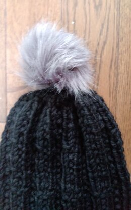 Black Chunky Twin Rib Hat