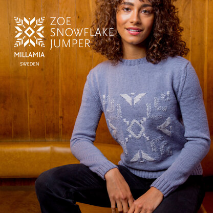 Zoe Snowflake Jumper - Knitting Pattern For Women in MillaMia Naturally Soft Merino by MillaMia