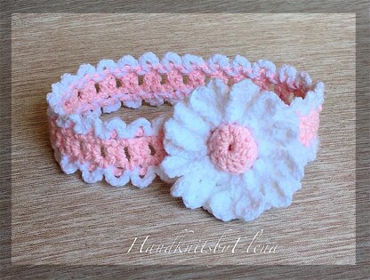 Crochet Headband "White Daisy"