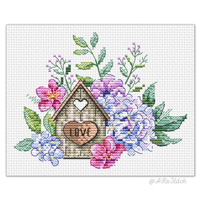 Spring Birdhouse Cross Stitch PDF Pattern