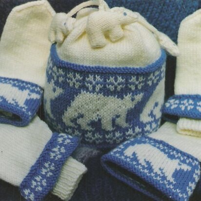 Polar bear hat & mittens - knitting pattern
