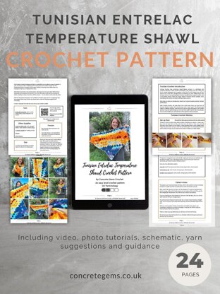 Tunisian Entrelac Temperature Shawl