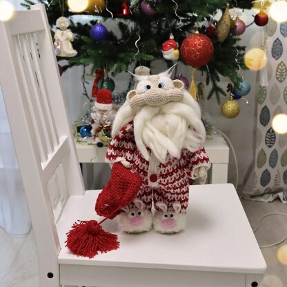 Santa Claus wearing the pajamas outfit