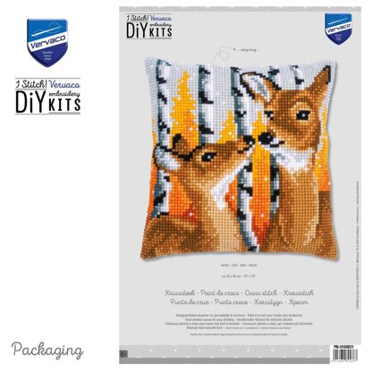 Vervaco Cushion Kit Deer Cross Stitch Kit - 40 x 40 cm / 16in x 16in