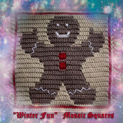 Winter Fun Mosaic Square - Gingerbread Man