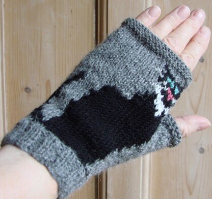 Black Cat fingerless gloves