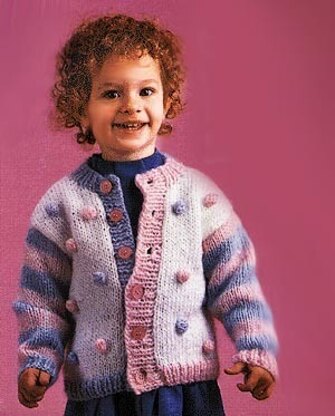 Stripes & Bobbles' Cardigan in Lion Brand Jiffy