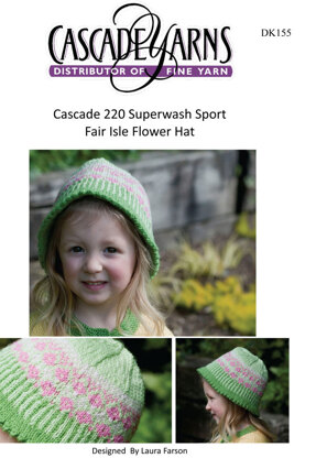 Fair Isle Flower Hat in Cascade 220 Superwash Sport - DK155