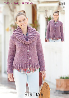 Round Neck Cardigan and Matching Snood in Sirdar Denim Ultra Super Chunky - 7168 - Downloadable PDF