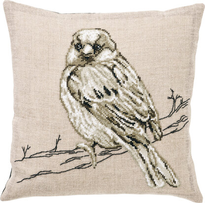 Permin Sparrow Cushion Cross Stitch Kit - 40cm x 40cm