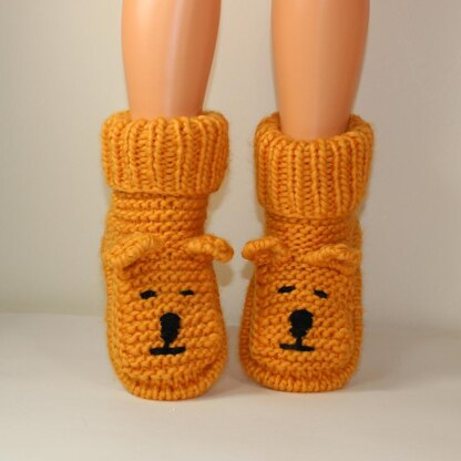 Childrens Teddy Bear Slipper Boots