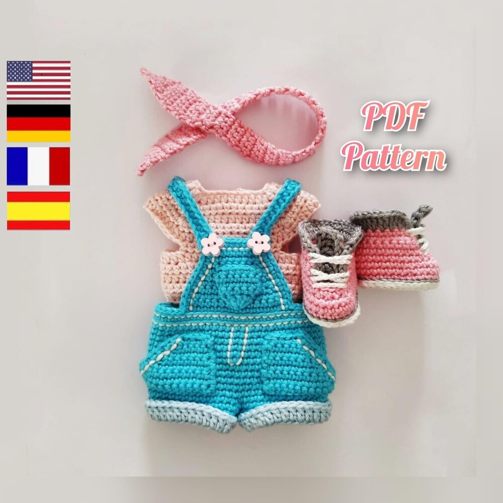 Doll clothes crochet pattern, Amigurumi doll outfits pattern