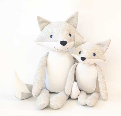 Stuffed large fox and wolf