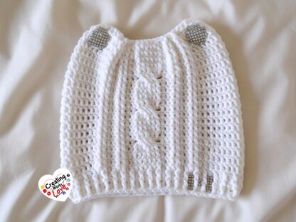 Cable Cat Hat With Bling