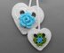 Heart hanging decoration & flower pot stick - easy from scraps of yarn