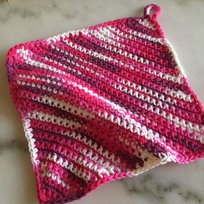 Classic easy crochet diagonal dishcloth