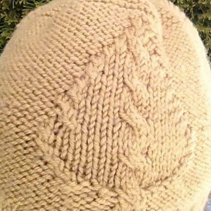 Windblown Leaf Cabled hat - knitting pattern