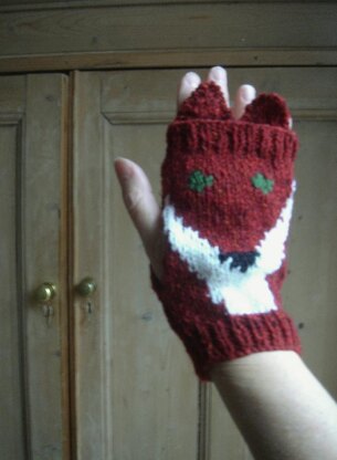 Fox Face DK fingerless gloves/mitts