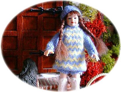 1:12th scale Girls winter dress set c. 1969