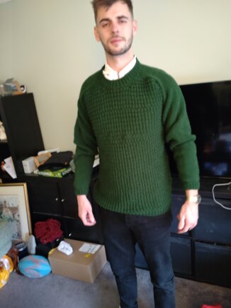 Green saddle shoulder sweater #2