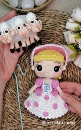 BO PEEP & SHEEP Amigurumi doll two outfits