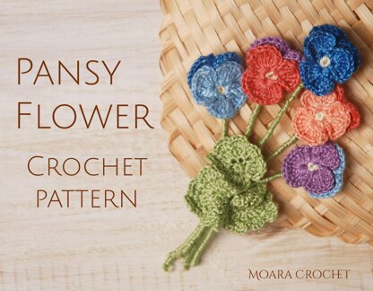 crochet pansy bouquet