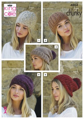 Hats in King Cole Indulge Chunky - 4864 - Downloadable PDF