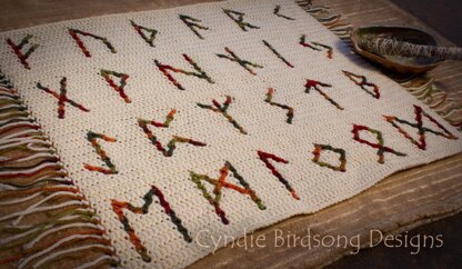 Overlay Mosaic Crochet Square - RUNES alphabet letters