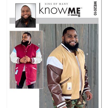 Know Me Men's Varsity Bomber Jacket In Two Lengths by Sins of Many ME2010 - Sewing Pattern