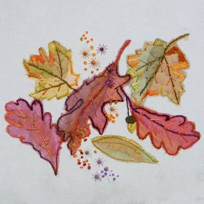 Rowandean Fallen Leaves Printed Embroidery Kit - 21cm x 30cm