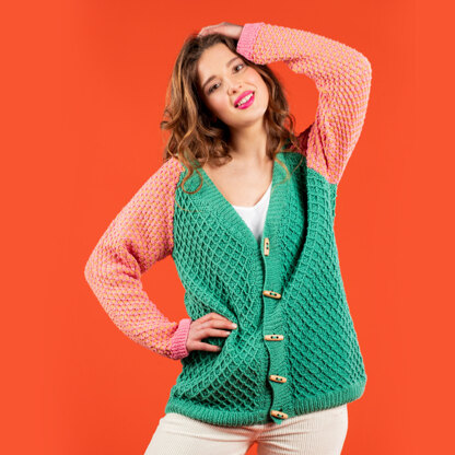 Promenade Oversized Cardigan - Free Cardigan Knitting & Crochet Pattern For Women in Paintbox Yarns Cotton DK by Paintbox Yarns