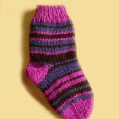 Knit Child's Striped Socks in Lion Brand Wool-Ease - 70277A