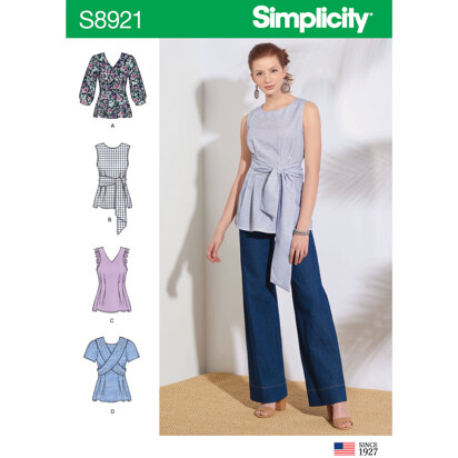 S1446, Simplicity Sewing Pattern Women's Six Made Easy Pull-On Tops, Pants  or Shorts