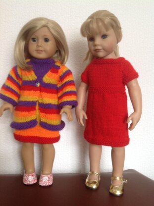 Coat of many colours and matching dress for 18 inch doll