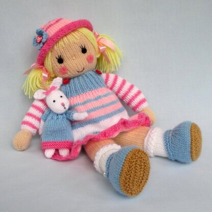 Betsy and her Bunny - Doll knitting pattern