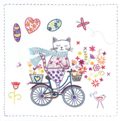 Un Chat Dans L'Aiguille Life Is Good on a Bicycle Embroidery Kit